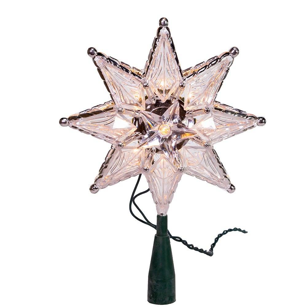 Kurt Adler 10-Light 8-Inch 8-Point Clear Star Treetop