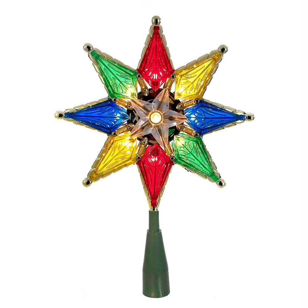 Kurt Adler 10-Light 8-Inch 8-Point Multi-Colored Star Treetop