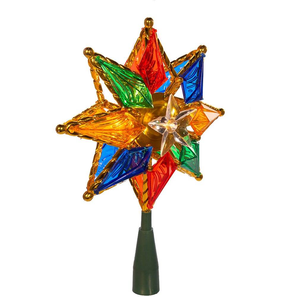 Kurt Adler 10-Light 8-Inch 8-Point Multi-Colored Star Treetop