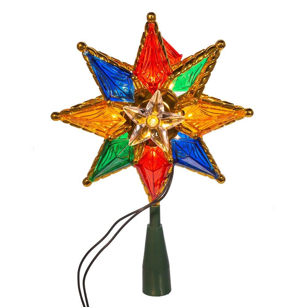 Kurt Adler 10-Light 8-Inch 8-Point Multi-Colored Star Treetop