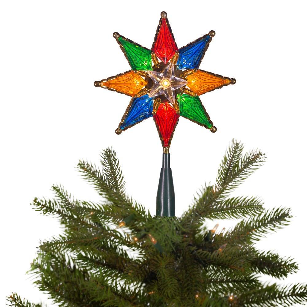 Kurt Adler 10-Light 8-Inch 8-Point Multi-Colored Star Treetop