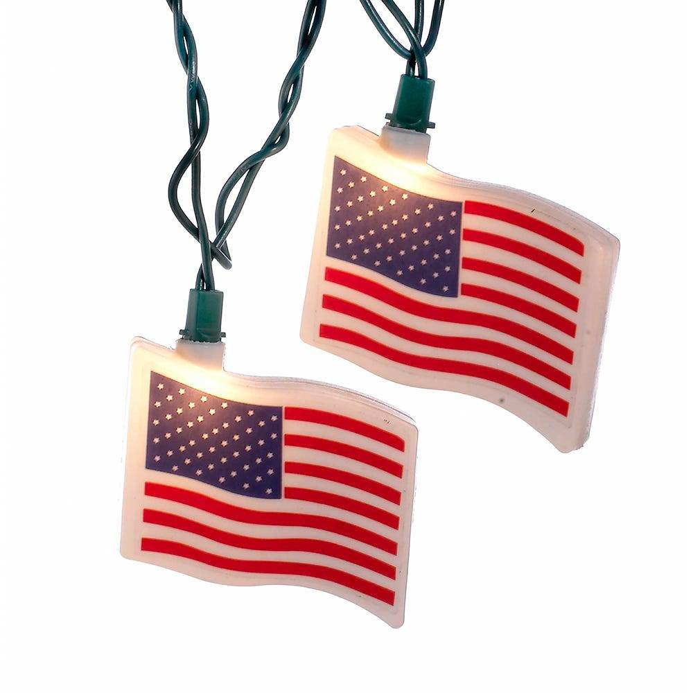 Kurt Adler UL 10-Light USA Flag Light Set