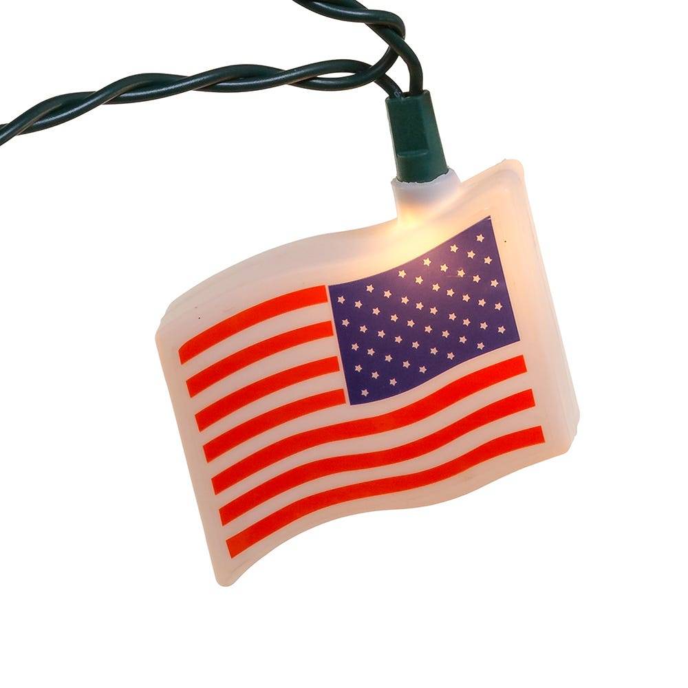 Kurt Adler UL 10-Light USA Flag Light Set