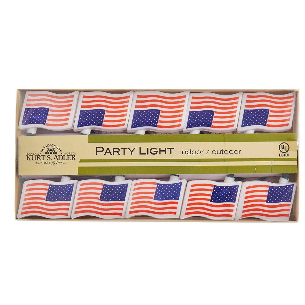 Kurt Adler UL 10-Light USA Flag Light Set