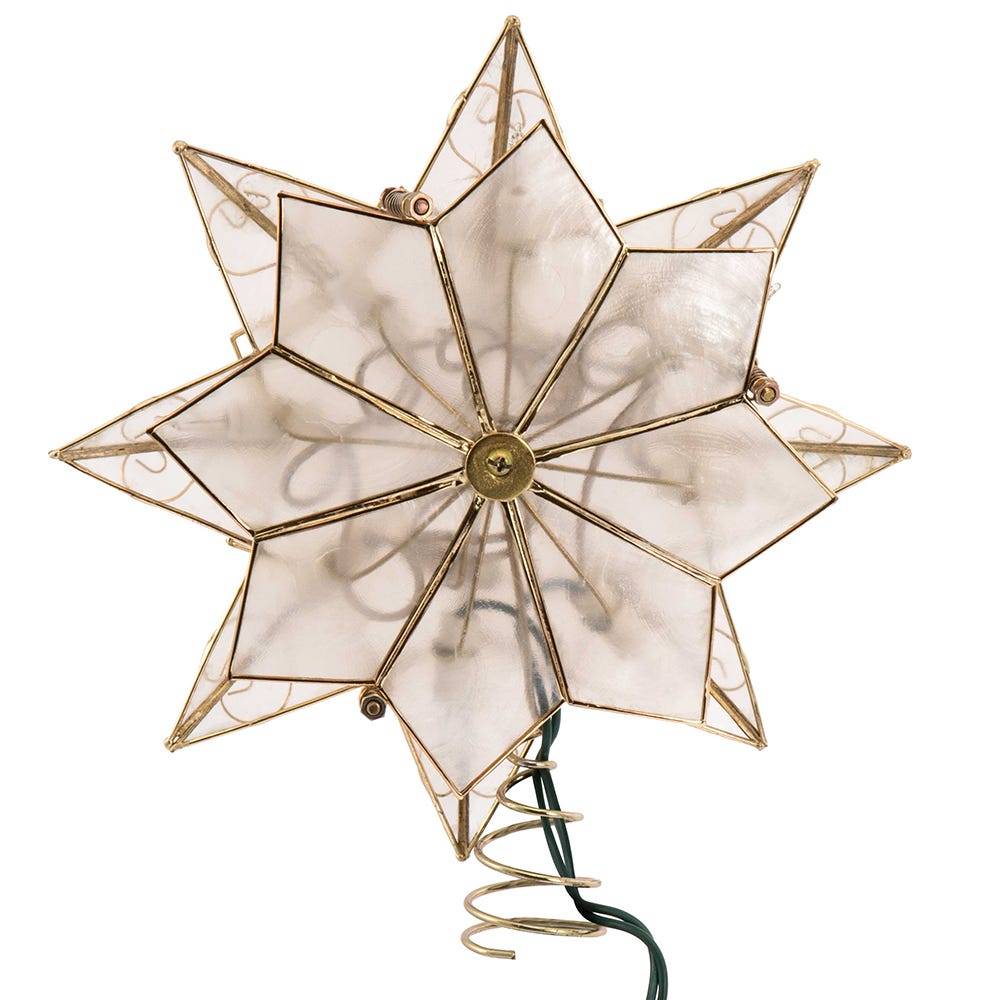 Kurt Adler Indoor 10-Light 8-Point Capiz Star Treetop with Arabesque Decoration