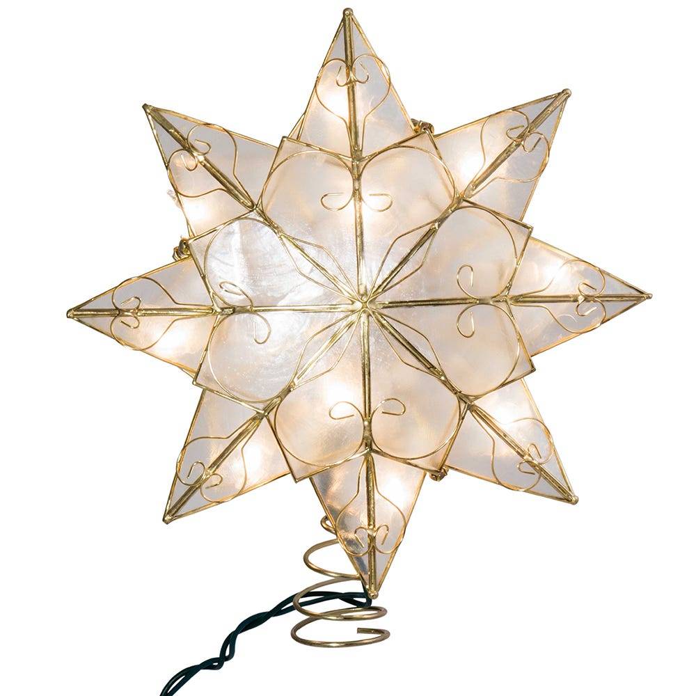 Kurt Adler Indoor 10-Light 8-Point Capiz Star Treetop with Arabesque Decoration