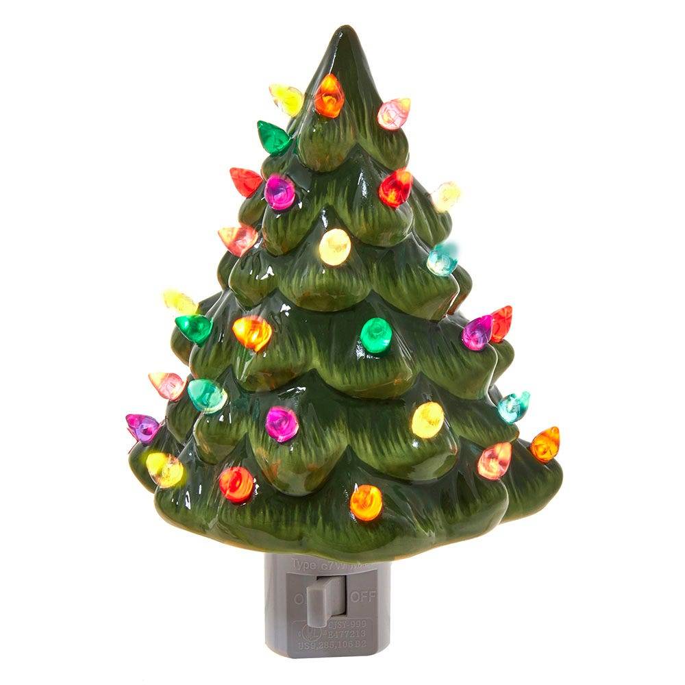 Kurt Adler 6-Inch Ceramic Green Tree Night Light