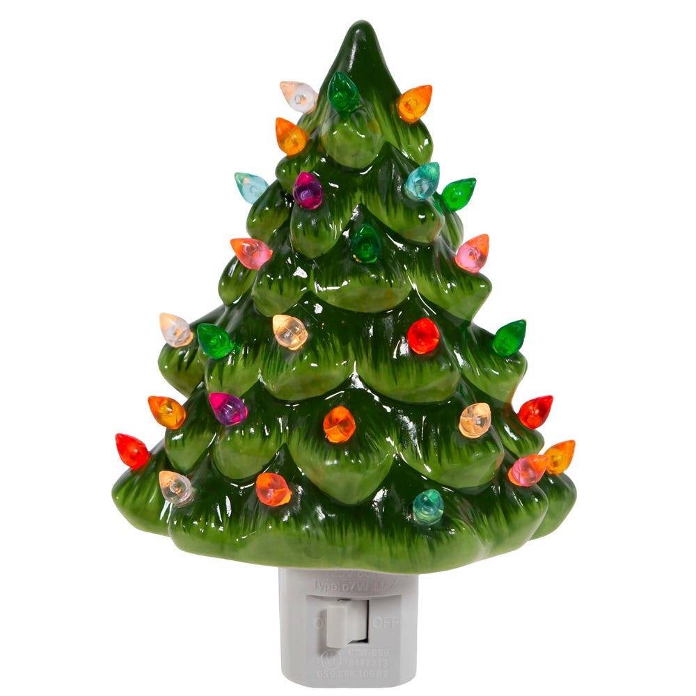 Kurt Adler 6-Inch Ceramic Green Tree Night Light