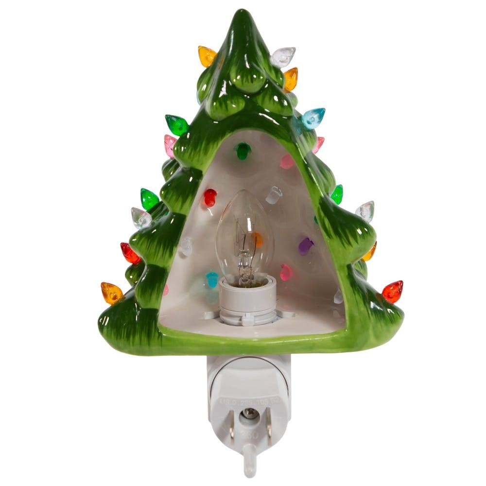 Kurt Adler 6-Inch Ceramic Green Tree Night Light