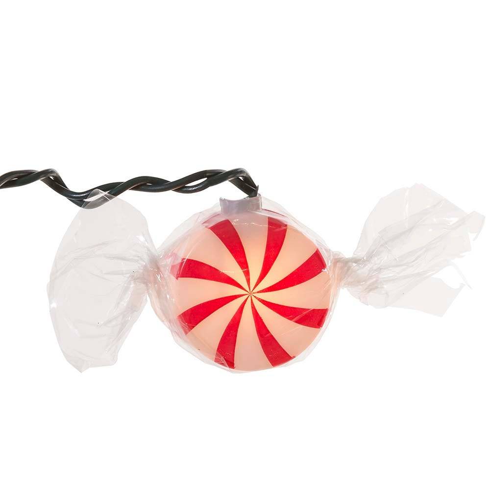 Kurt Adler 10-Light Red Peppermint Candy Light Set