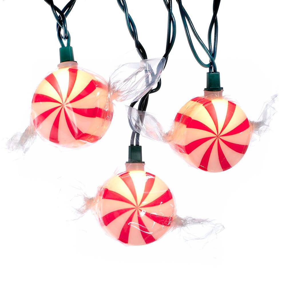 Kurt Adler 10-Light Red Peppermint Candy Light Set