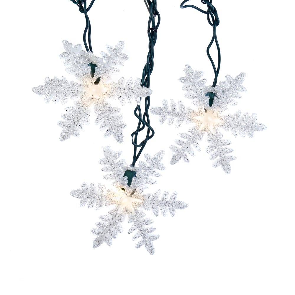 Kurt Adler UL 10-Light White Snowflake Party Light Set