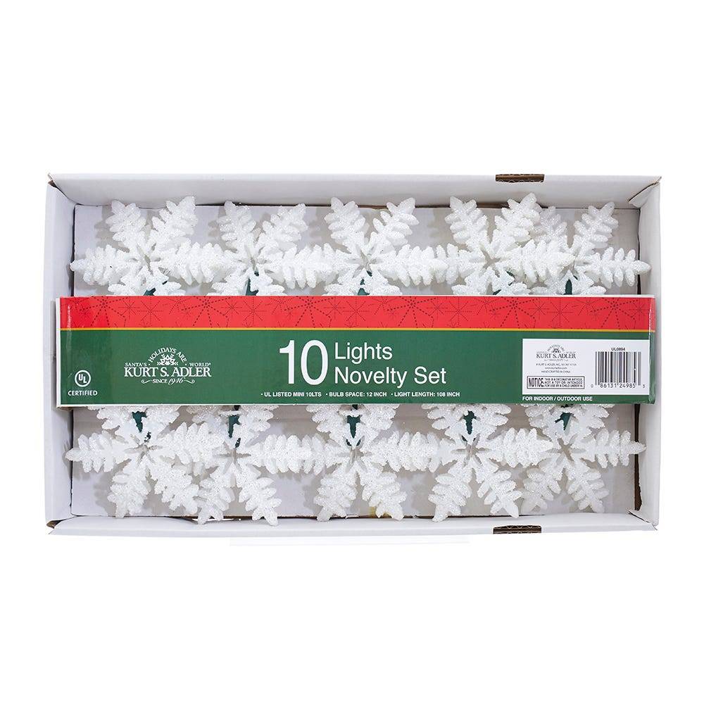 Kurt Adler UL 10-Light White Snowflake Party Light Set