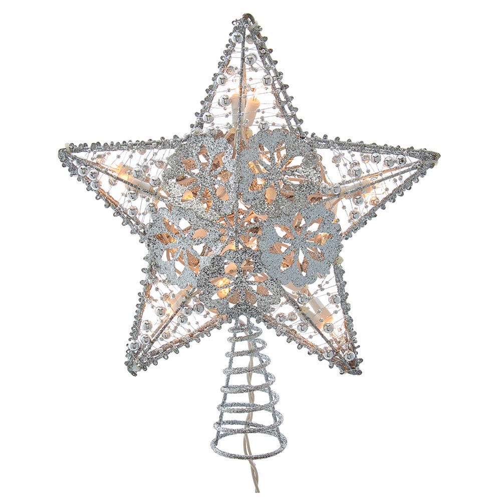 Kurt Adler 10-Inch 20-Light Silver Star Tree Topper