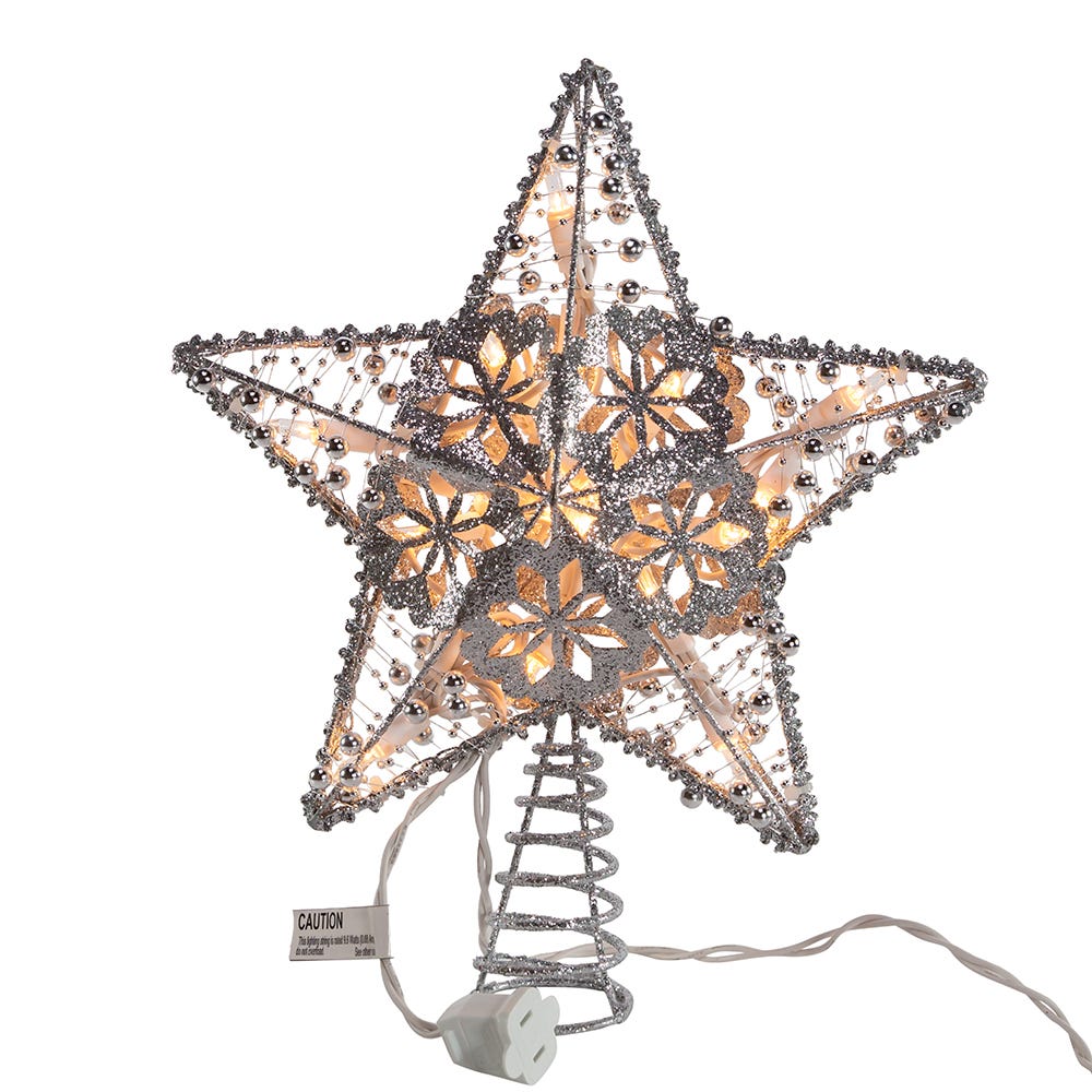 Kurt Adler 10-Inch 20-Light Silver Star Tree Topper