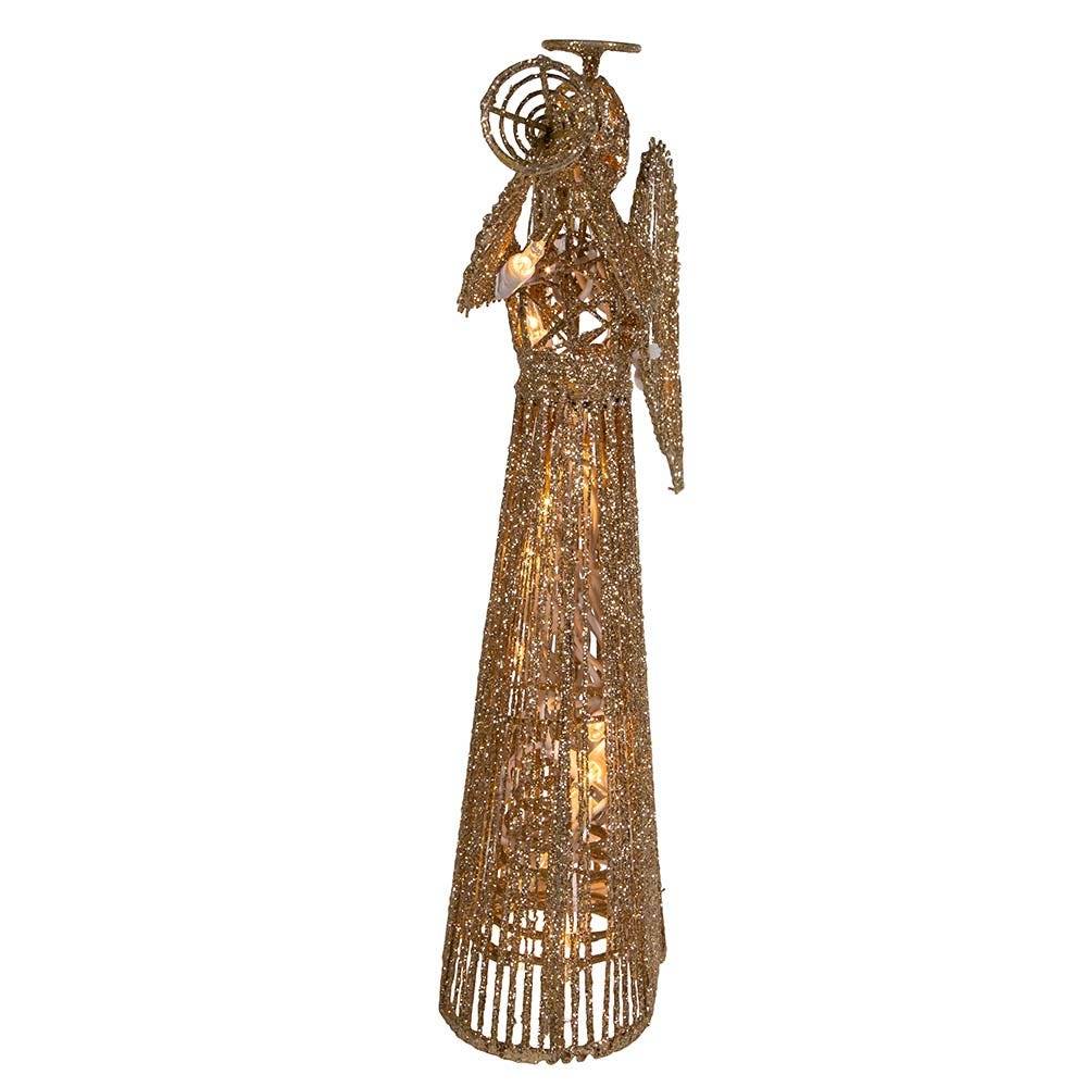 Kurt Adler 12-Inch 20 Light Incandescent Gold Glitter Angel Tree Topper