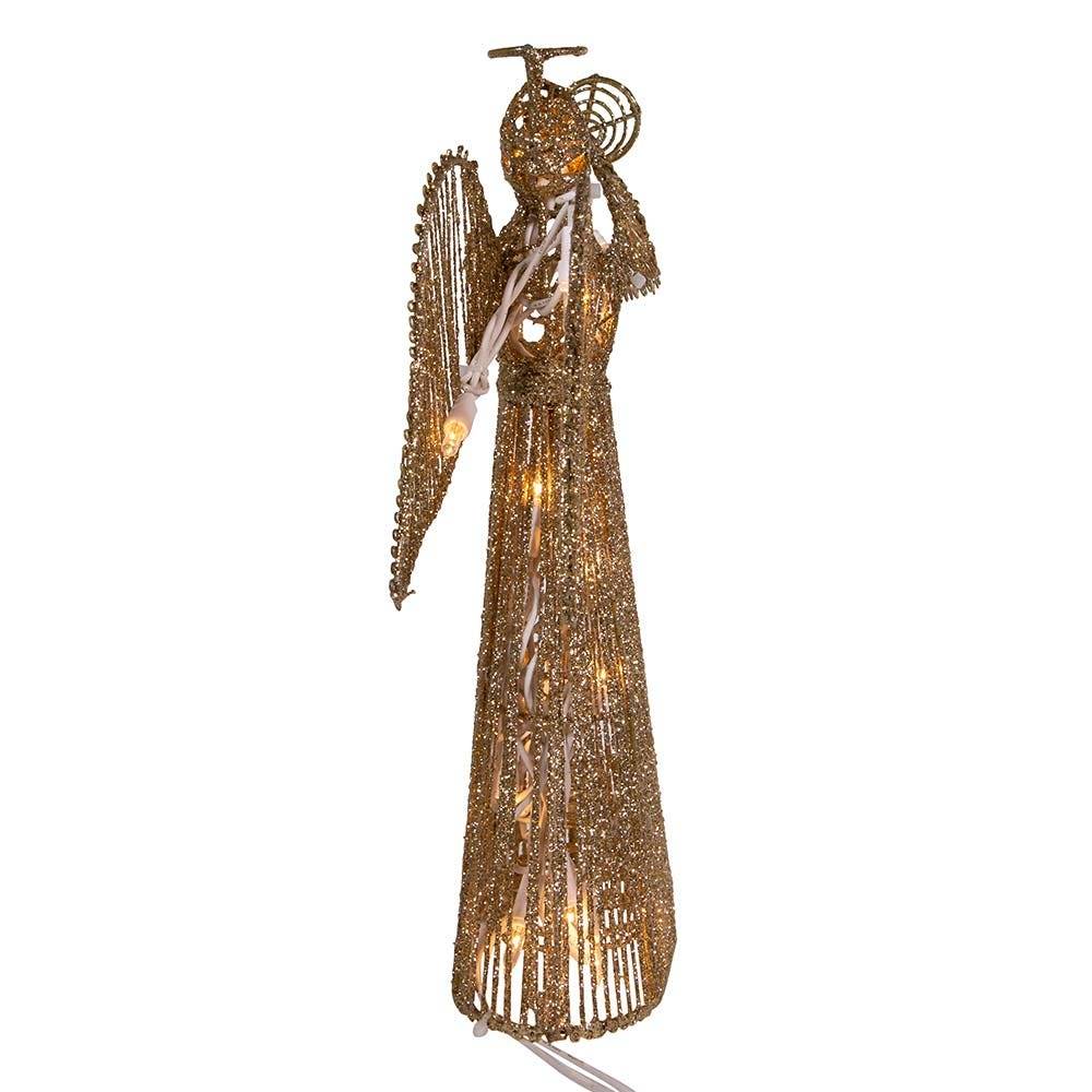 Kurt Adler 12-Inch 20 Light Incandescent Gold Glitter Angel Tree Topper