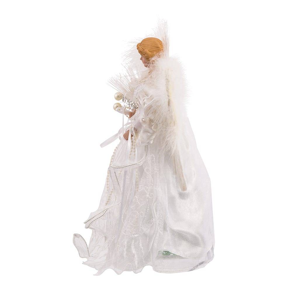 Kurt Adler 12-Inch White and Silver Fiber Optic LED Angel Treetop