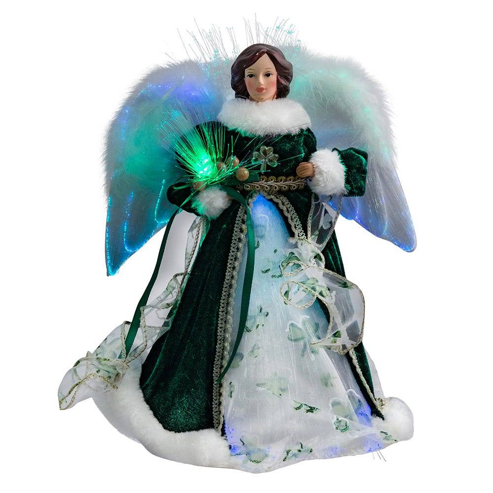 Kurt Adler 12-Inch Fiber Optic Irish Angel Treetop