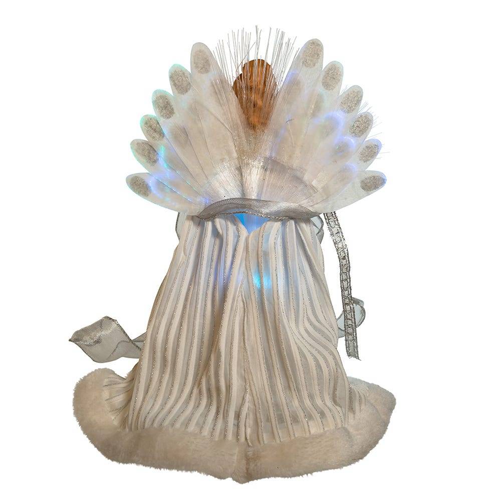 Kurt Adler 12-Inch White and Silver LED Fiber Optic Angel Treetop