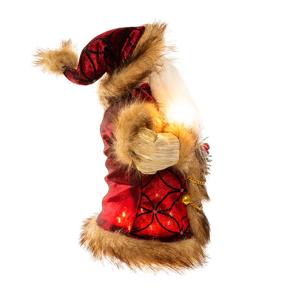 Kurt Adler 10-Inch 10-Light Burgundy and Brown Santa Treetop