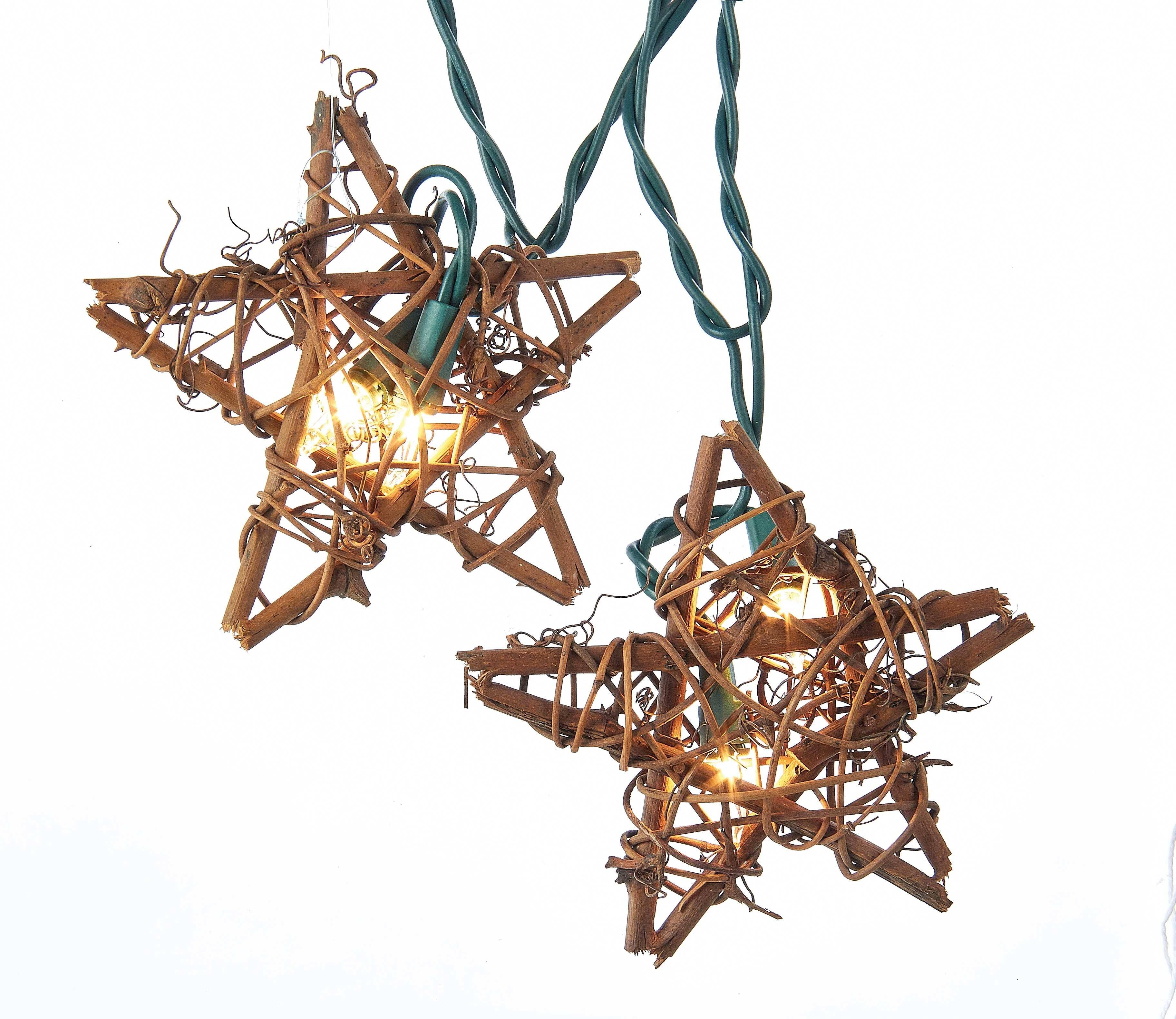 Kurt Adler 10-Light Rattan Natural Star Light Set