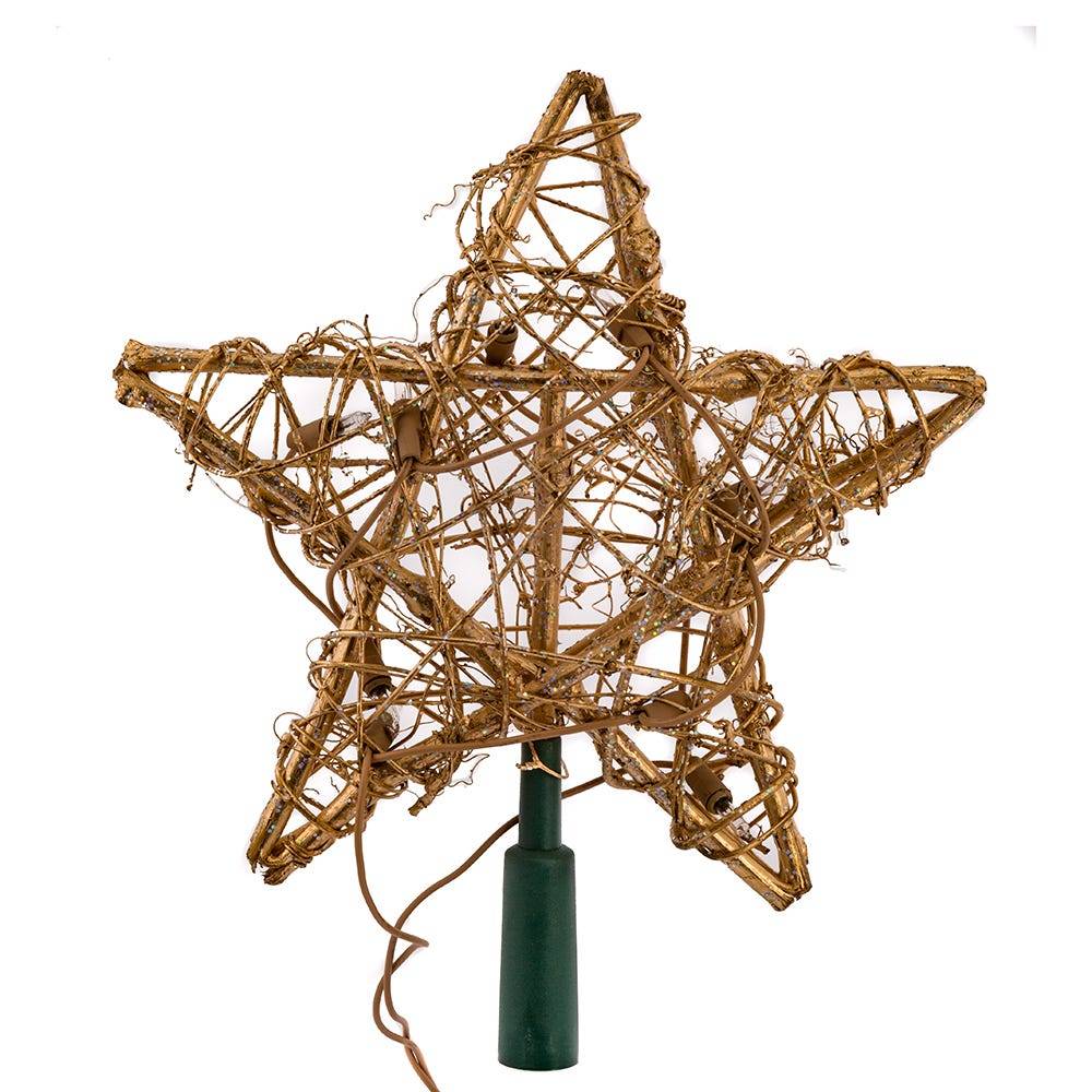 Kurt Adler 10-Light Rattan Gold Star Treetop