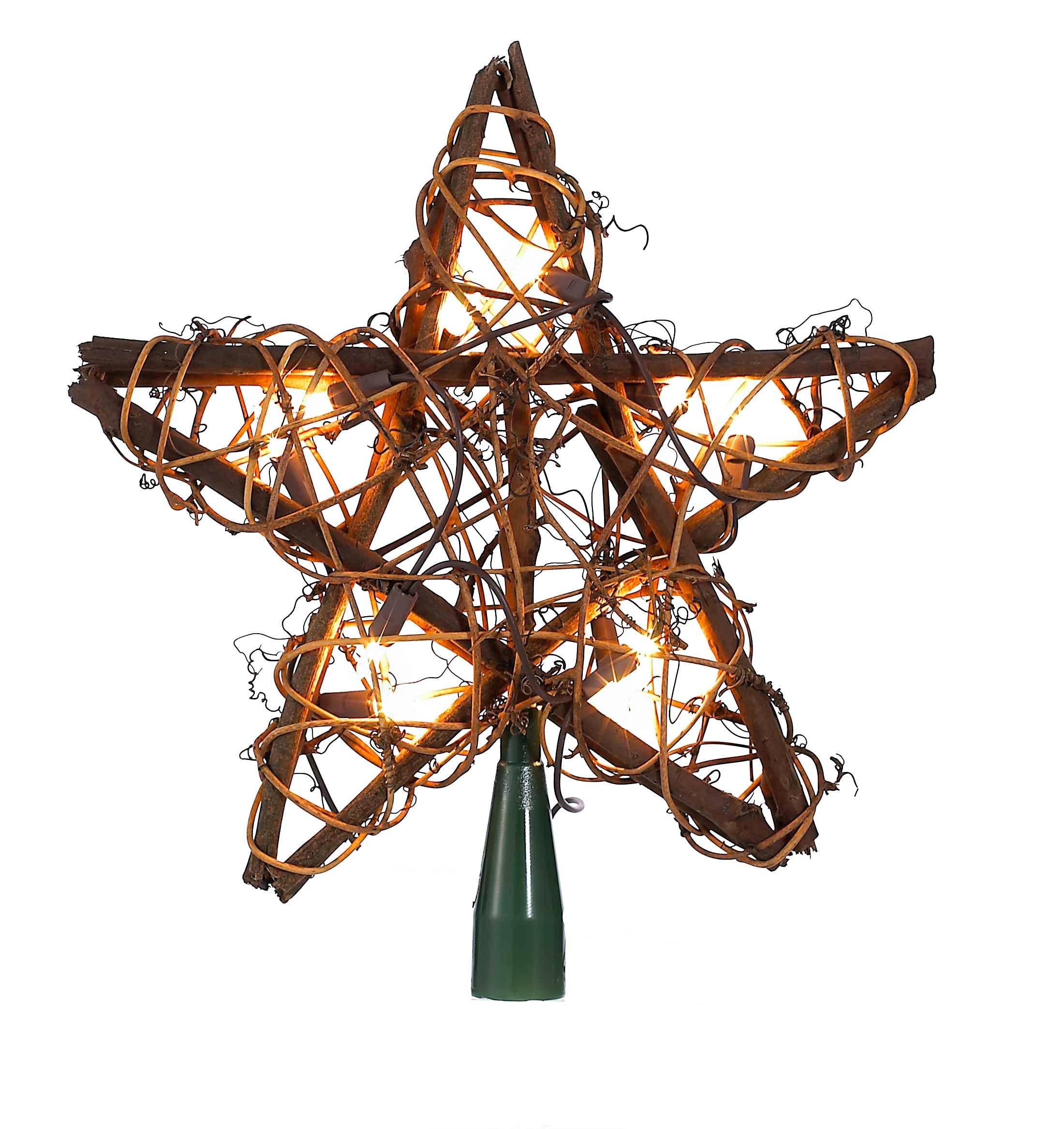 Kurt Adler 10-Light Rattan Natural Star Treetop