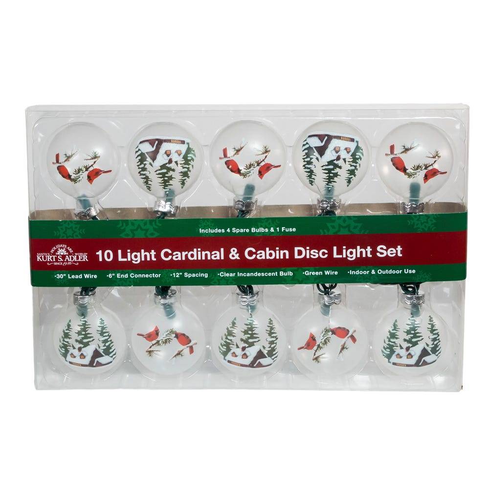 Kurt Adler 3in UL 10-Light Cardinal and Cabin Light Set