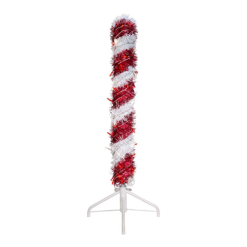 Kurt Adler 3-Foot Pre-Lit Red and White LED Tinsel Candy Cane