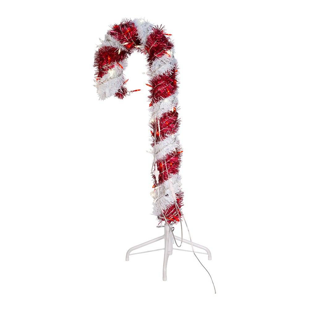 Kurt Adler 3-Foot Pre-Lit Red and White LED Tinsel Candy Cane