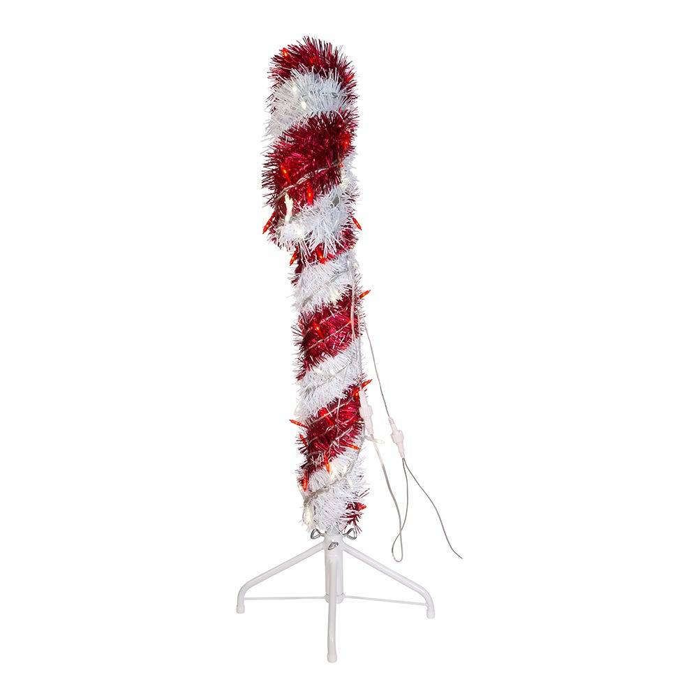 Kurt Adler 3-Foot Pre-Lit Red and White LED Tinsel Candy Cane