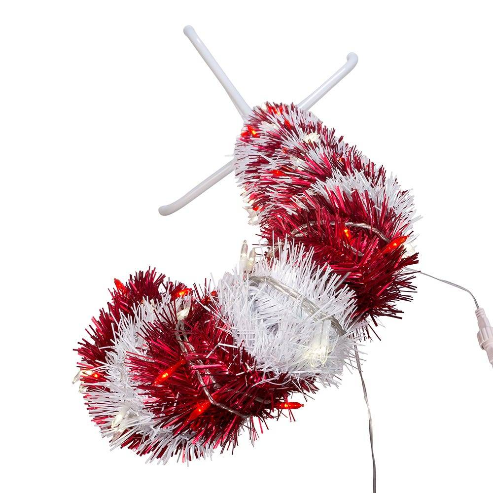 Kurt Adler 3-Foot Pre-Lit Red and White LED Tinsel Candy Cane