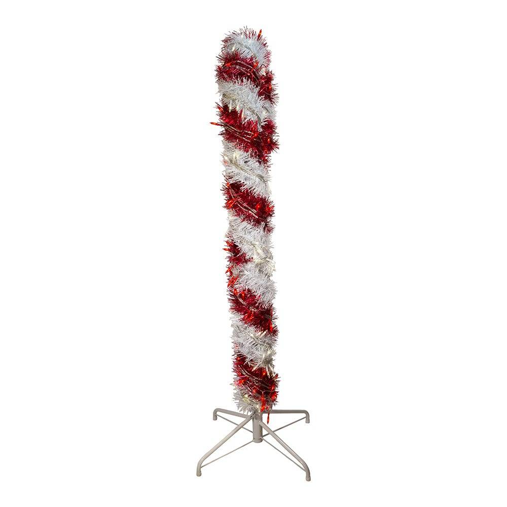 Kurt Adler 4-Foot Pre-Lit Red and White LED Tinsel Candy Cane