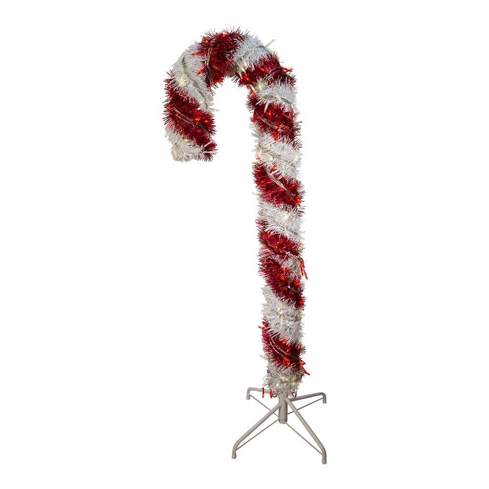 Kurt Adler 4-Foot Pre-Lit Red and White LED Tinsel Candy Cane