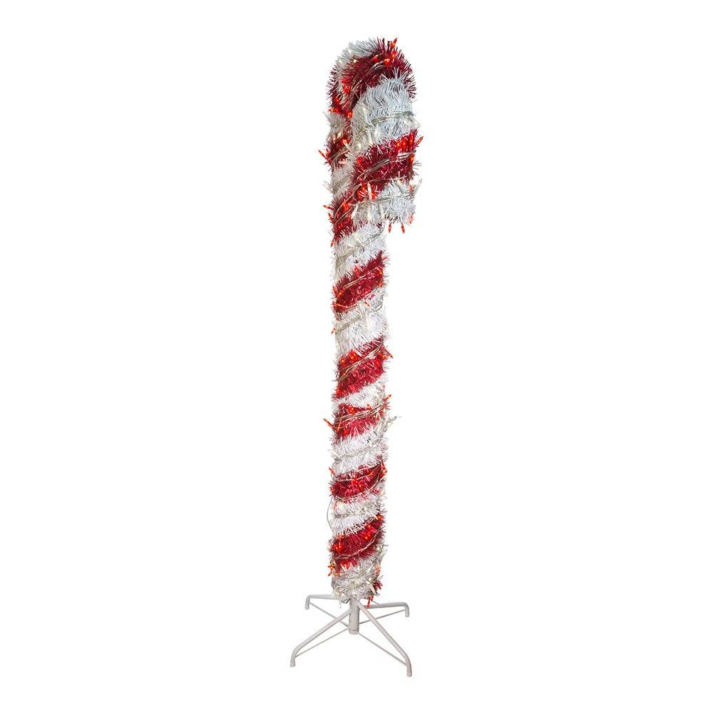 Kurt Adler 5-Foot Pre-Lit Red and White LED Tinsel Candy Cane