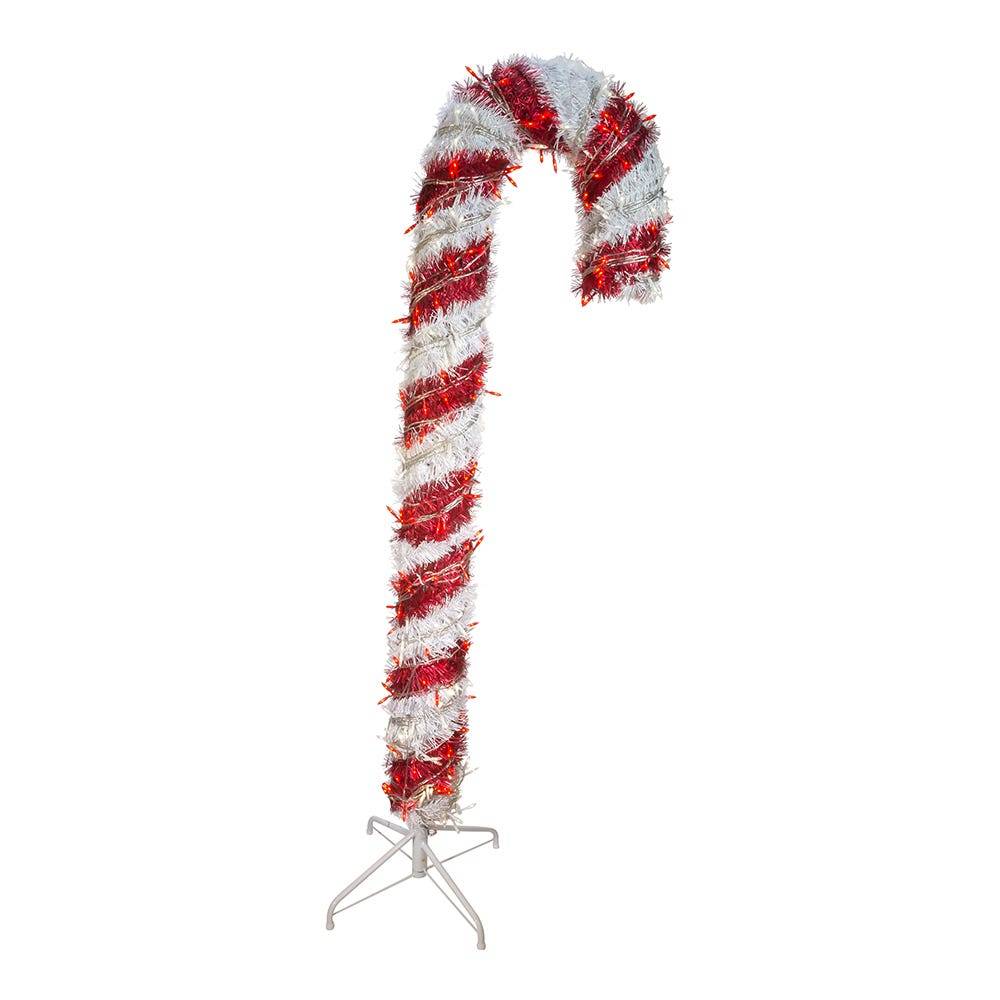 Kurt Adler 5-Foot Pre-Lit Red and White LED Tinsel Candy Cane