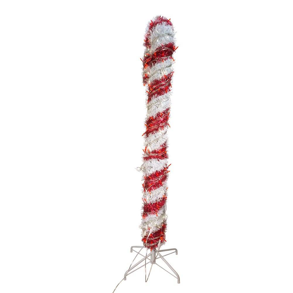 Kurt Adler 5-Foot Pre-Lit Red and White LED Tinsel Candy Cane