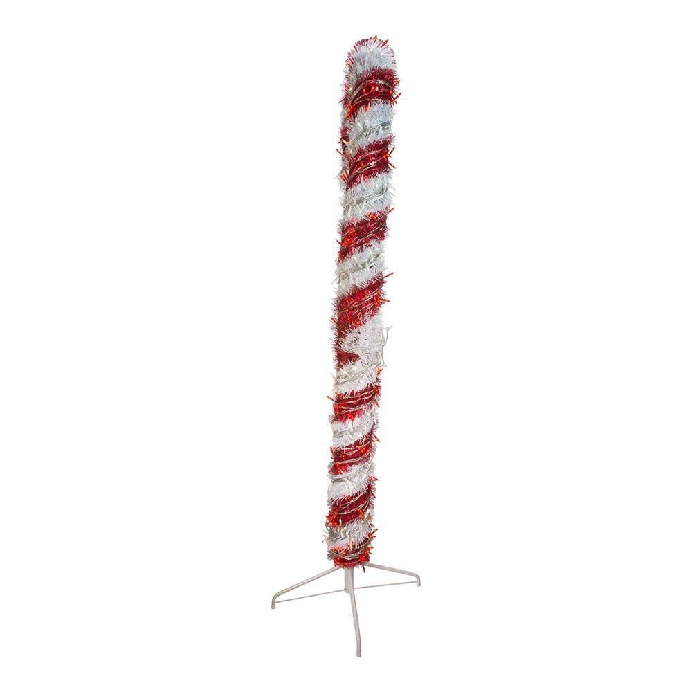 Kurt Adler 6-Foot Pre-Lit Red and White LED Tinsel Candy Cane