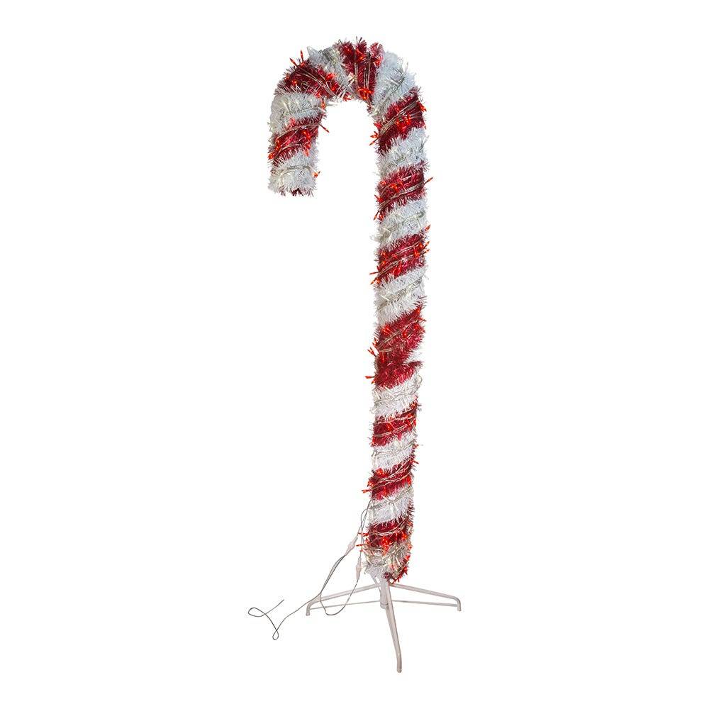 Kurt Adler 6-Foot Pre-Lit Red and White LED Tinsel Candy Cane