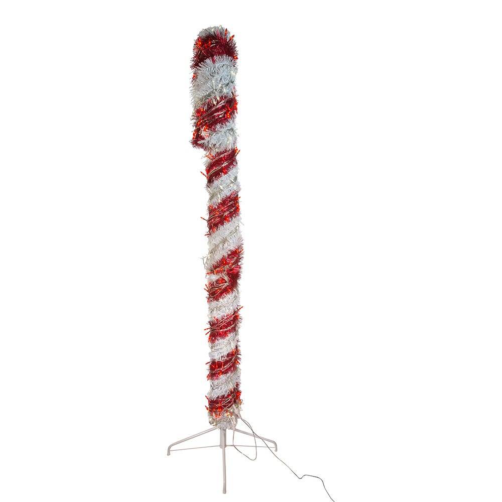 Kurt Adler 6-Foot Pre-Lit Red and White LED Tinsel Candy Cane