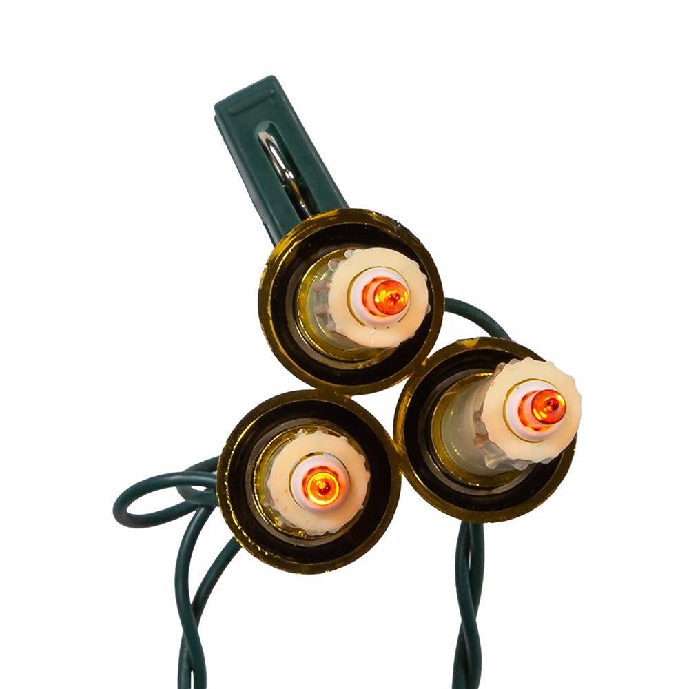 Kurt Adler UL 15-Light White Triple Candle Extended Light Set with Ivory Candle Shaft, Gold Dripping Wax and Amber Bulbs