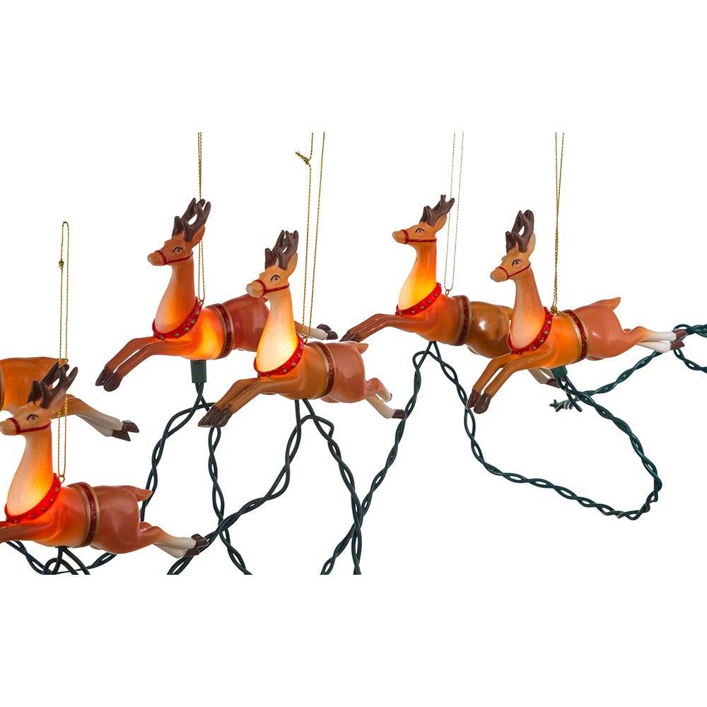 Kurt Adler UL 10-Light Santa Sleigh and Eight Reindeer Light Set