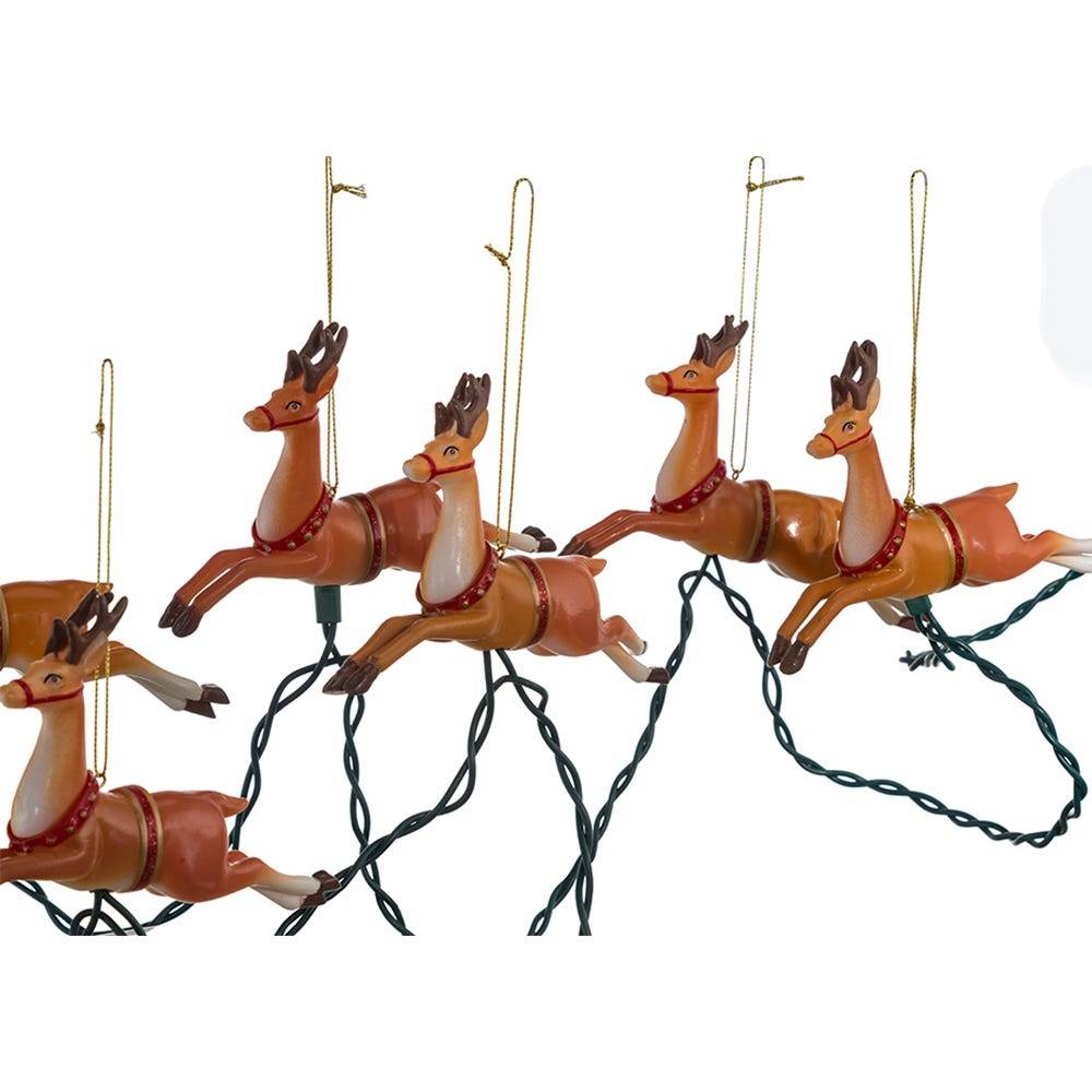 Kurt Adler UL 10-Light Santa Sleigh and Eight Reindeer Light Set