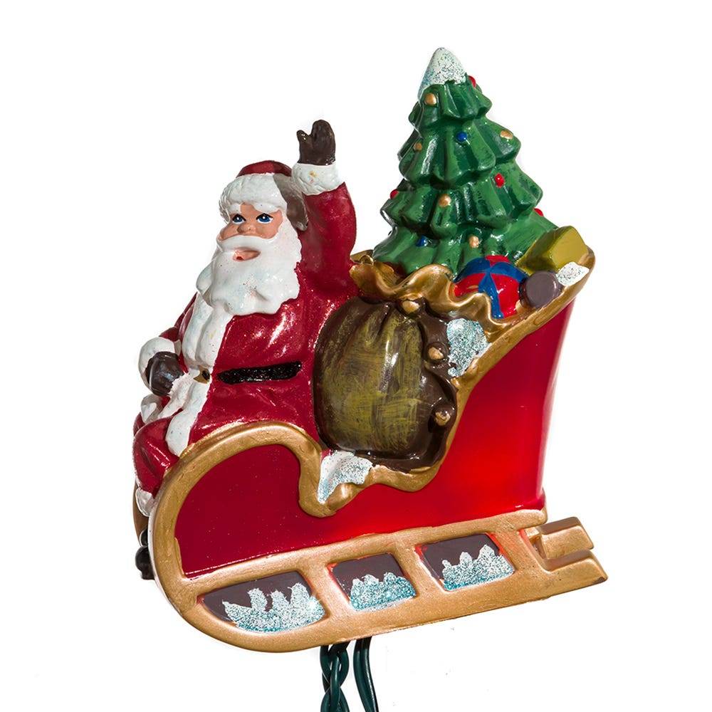 Kurt Adler UL 10-Light Santa Sleigh and Eight Reindeer Light Set