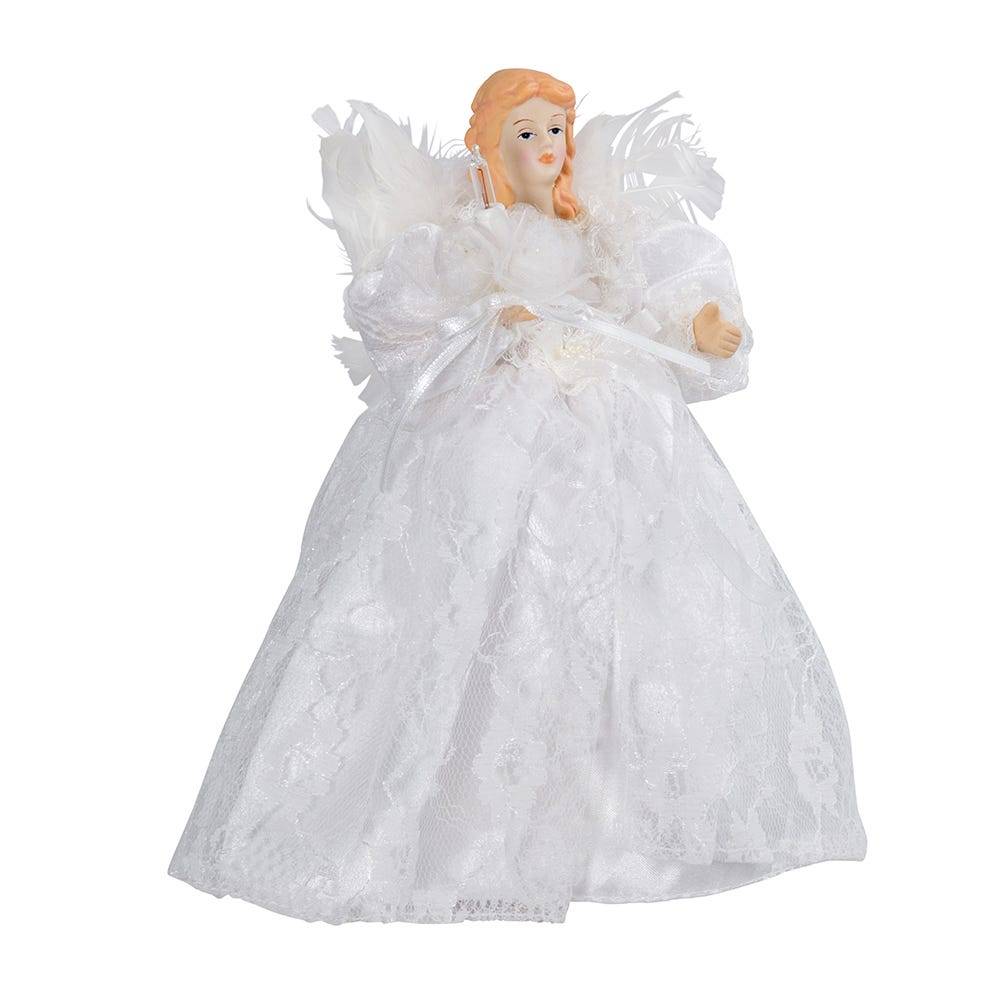 Kurt Adler 10-Light 9-Inch White Angel Treetop