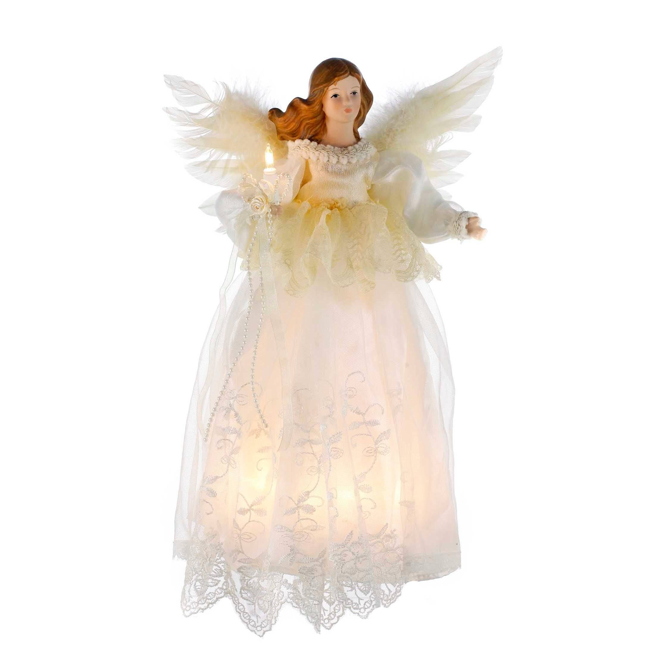 Kurt Adler Indoor 10-Light 14.5-Inch Ivory Angel Treetop