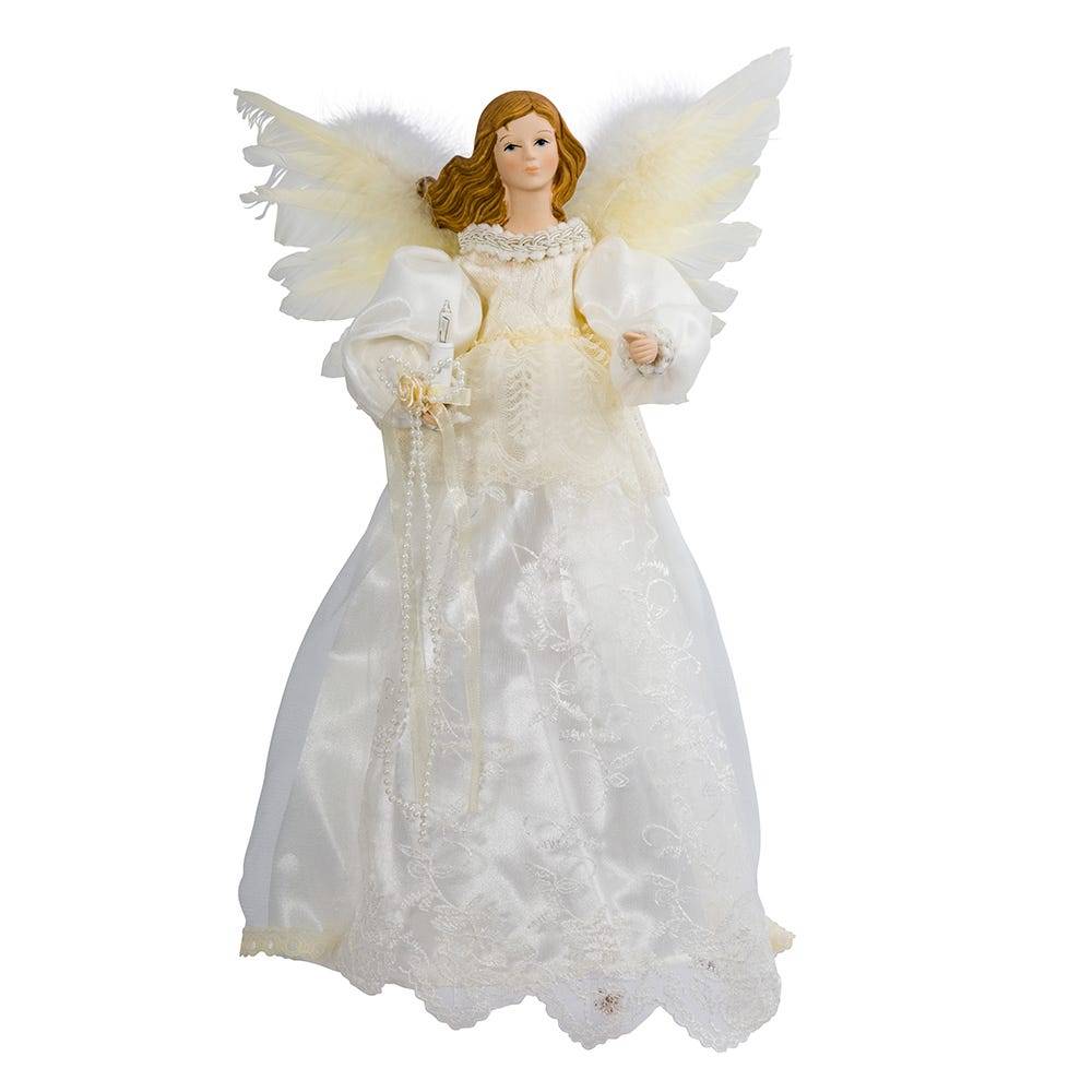 Kurt Adler Indoor 10-Light 14.5-Inch Ivory Angel Treetop