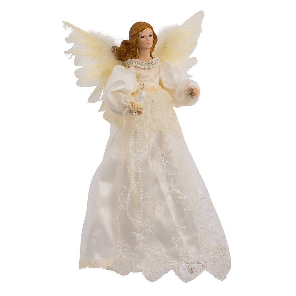 Kurt Adler Indoor 10-Light 14.5-Inch Ivory Angel Treetop