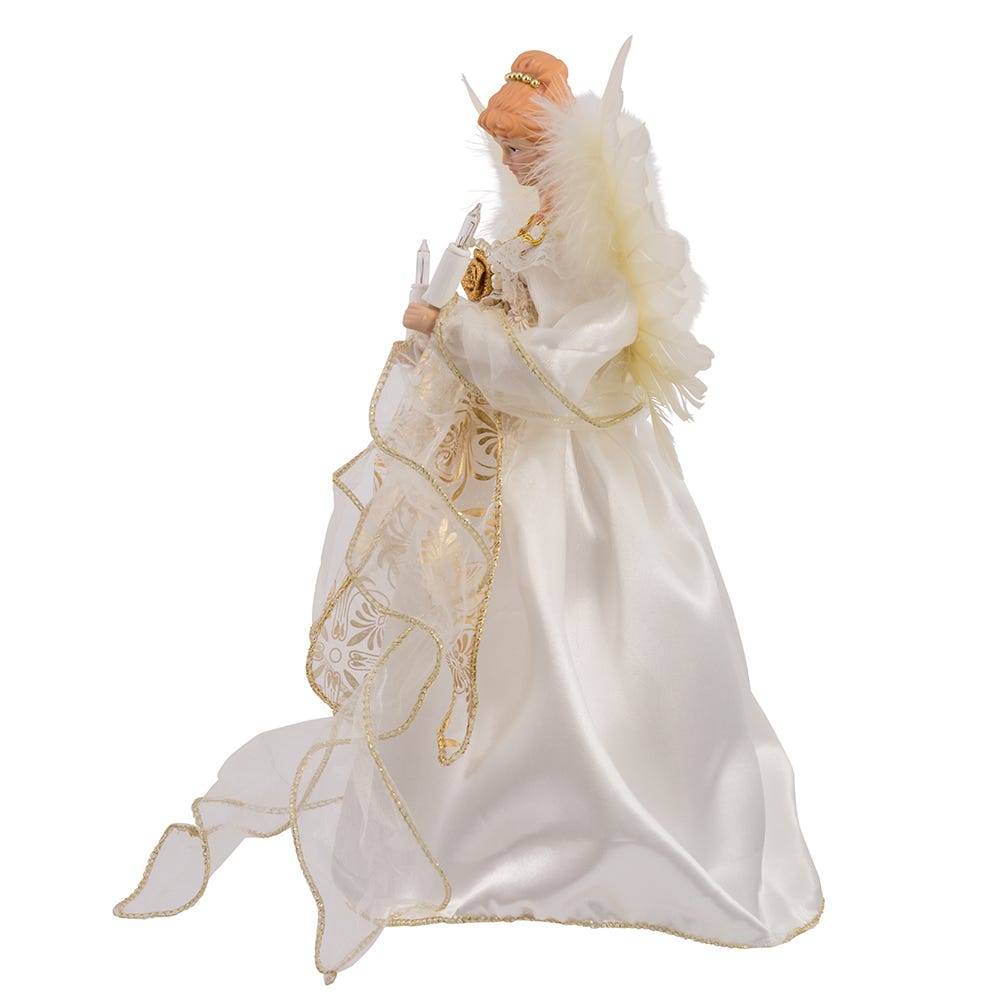 Kurt Adler 12-Inch 10-Light Ivory and Gold Angel Treetop